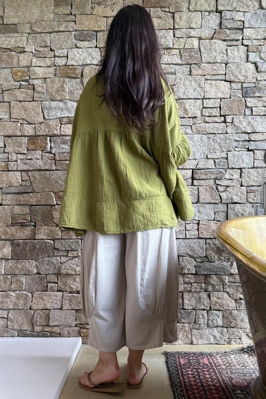 Suri Cushion Cotton Artist Smock Olive